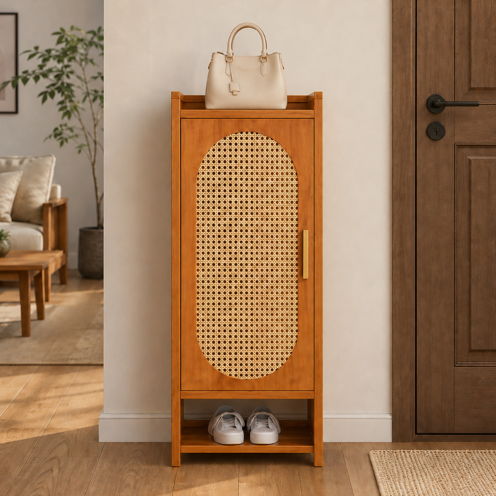 Stylish Bamboo Shoe Storage Cabinet with Detachable Shelves | Ridorn-Shoe Storage-Ridorn