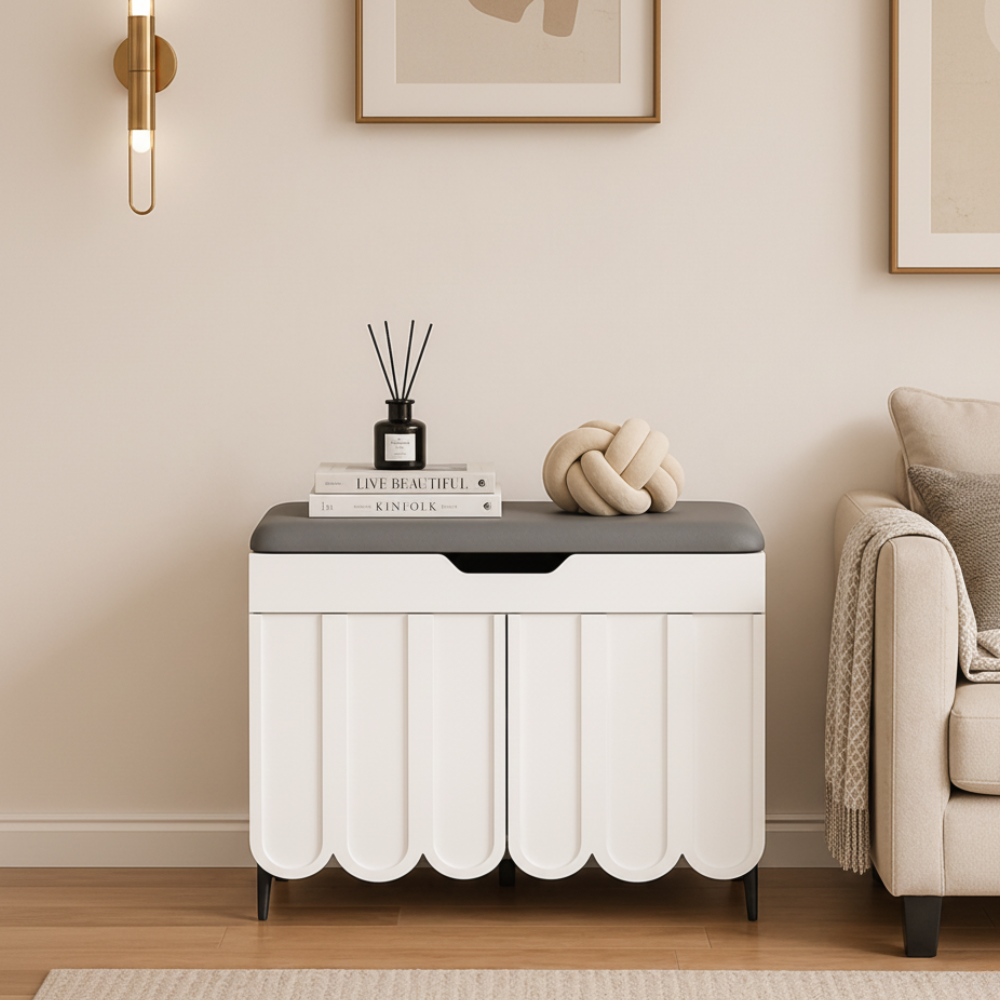 Stylish Entryway Bench with 4-Tier Shoe Storage Solution | Ridorn-Shoe Storage Furniture-Ridorn