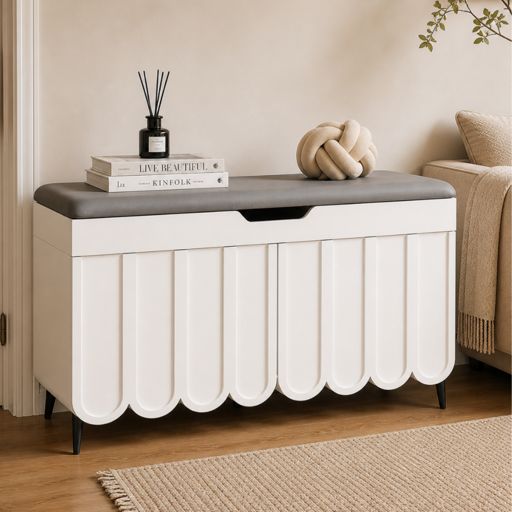 Stylish Entryway Bench with 4-Tier Shoe Storage Solution | Ridorn-Shoe Storage Furniture-Ridorn
