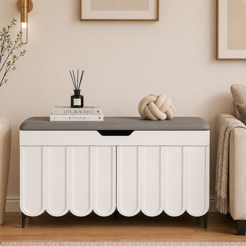 Stylish Entryway Bench with 4-Tier Shoe Storage Solution | Ridorn-Shoe Storage Furniture-Ridorn