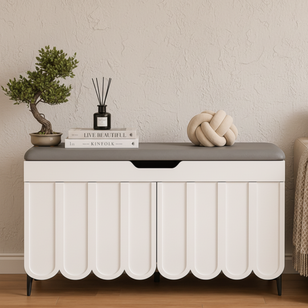 Stylish Entryway Bench with 4-Tier Shoe Storage Solution | Ridorn-Shoe Storage Furniture-Ridorn