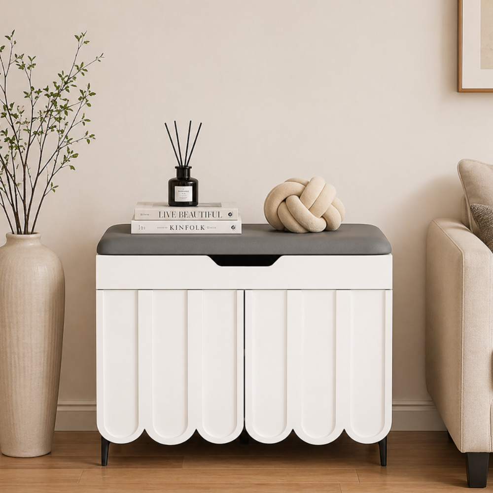 Stylish Entryway Bench with 4-Tier Shoe Storage Solution | Ridorn-Shoe Storage Furniture-Ridorn