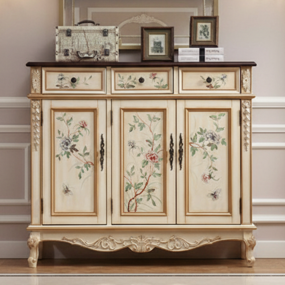 Stylish Solid Wood 4-Tier Shoe Cabinet for Entryway Storage | Ridorn-Shoe Cabinets-Ridorn