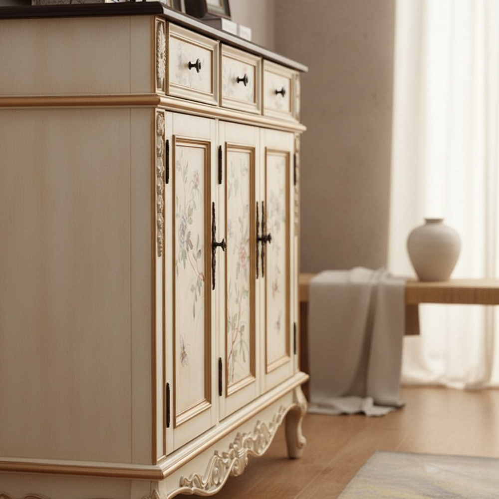 Stylish Solid Wood 4-Tier Shoe Cabinet for Entryway Storage | Ridorn-Shoe Cabinets-Ridorn