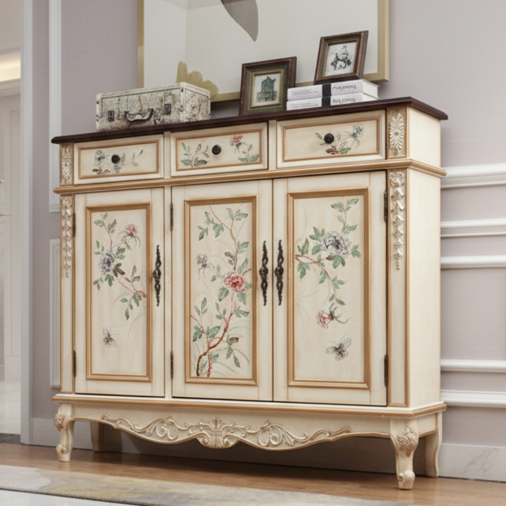 Stylish Solid Wood 4-Tier Shoe Cabinet for Entryway Storage | Ridorn-Shoe Cabinets-Ridorn