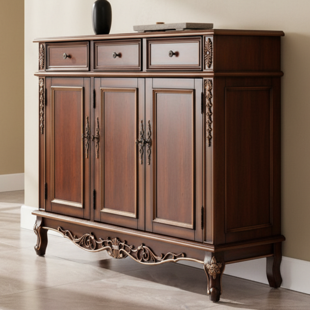 Stylish Solid Wood 4-Tier Shoe Cabinet for Entryway Storage | Ridorn-Shoe Cabinets-Ridorn