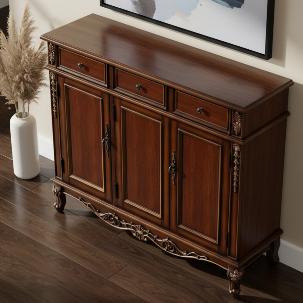 Stylish Solid Wood 4-Tier Shoe Cabinet for Entryway Storage | Ridorn-Shoe Cabinets-Ridorn