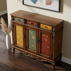 Stylish Solid Wood 4-Tier Shoe Cabinet for Entryway Storage | Ridorn-Shoe Cabinets-Ridorn