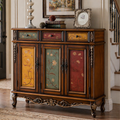 Stylish solid wood 4-tier shoe cabinet front view
