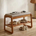 Stylish Solid Wood Shoe Storage Bench with Leather Top | Ridorn-Benches-Ridorn