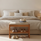 Stylish Solid Wood Shoe Storage Bench with Leather Top | Ridorn-Benches-Ridorn