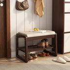 Stylish Solid Wood Shoe Storage Bench with Leather Top | Ridorn-Benches-Ridorn