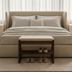Stylish Solid Wood Shoe Storage Bench with Leather Top | Ridorn-Benches-Ridorn