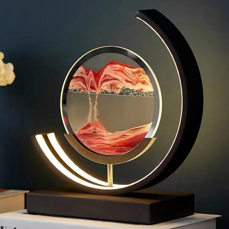 Modern black table lamp circular frame studio view