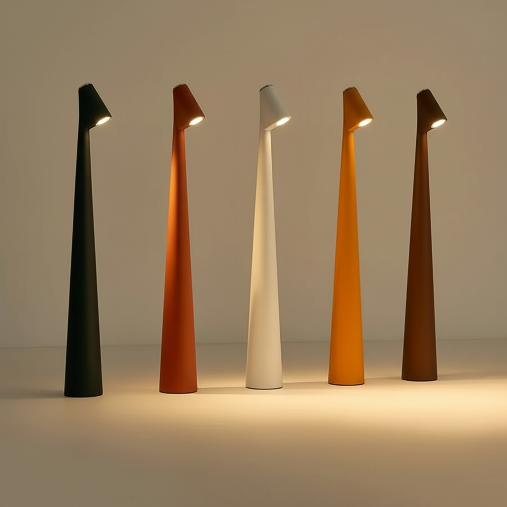 Indoor table lamp LED rechargeable cordless sleek design front view