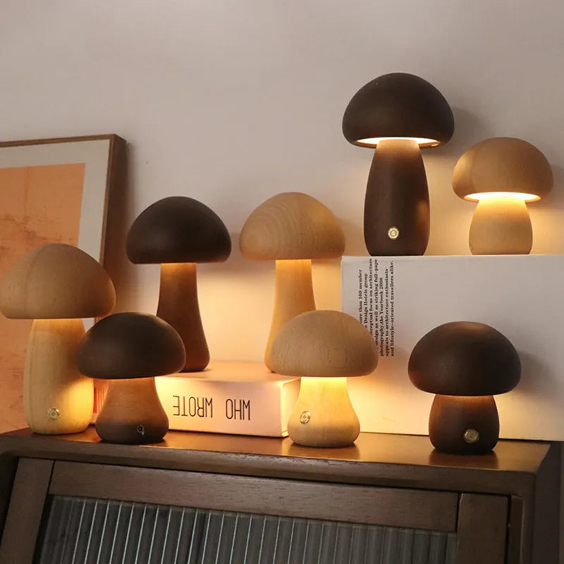Indoor tabletop mushroom shape touch control LED lamp studio view