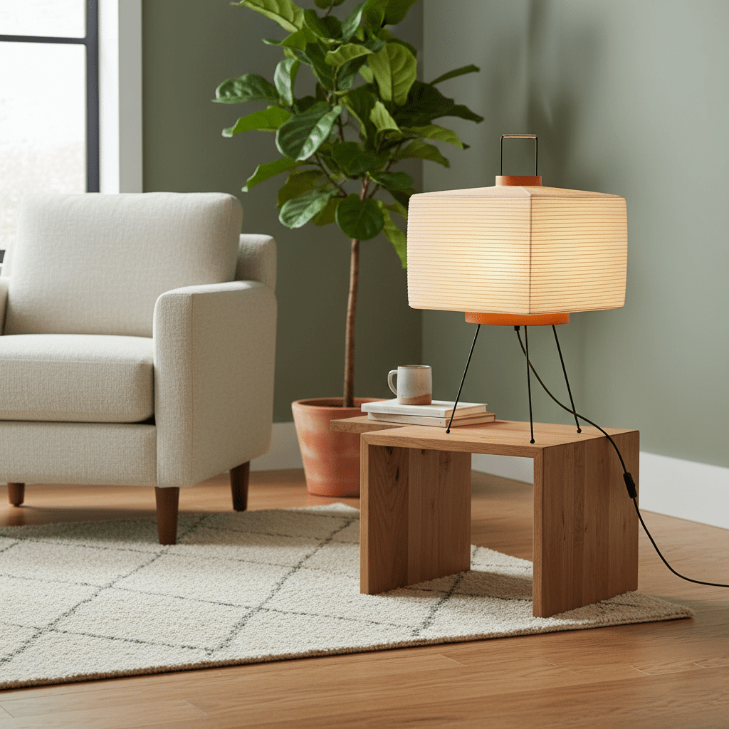 Table Lamp | Paper Shade Sculptural Table Light | Ridorn