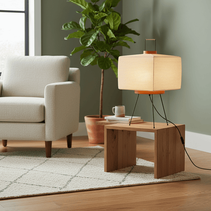 Table Lamp | Paper Shade Sculptural Table Light | Ridorn