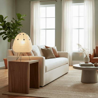 Table Lamp | Paper Shade Sculptural Table Light | Ridorn