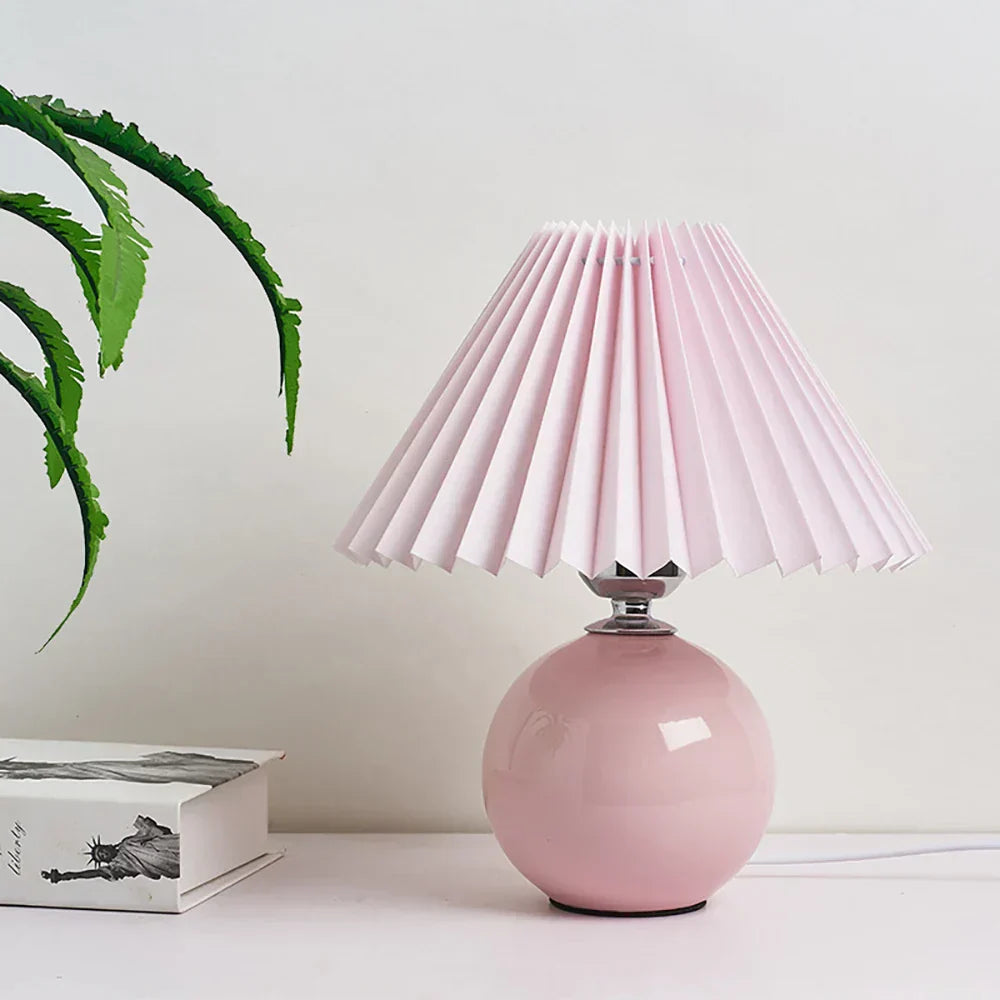 Indoor table lamp pleated shade front view