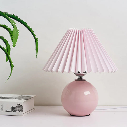 Indoor table lamp pleated shade front view