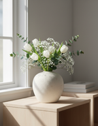 Tall White Ceramic Vase with Sculptural Design for Home | Ridorn-Vases-Ridorn