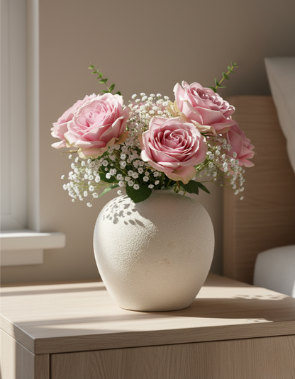Tall White Ceramic Vase with Sculptural Design for Home | Ridorn