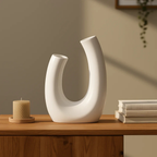 U-Shape ceramic decorative vase front view