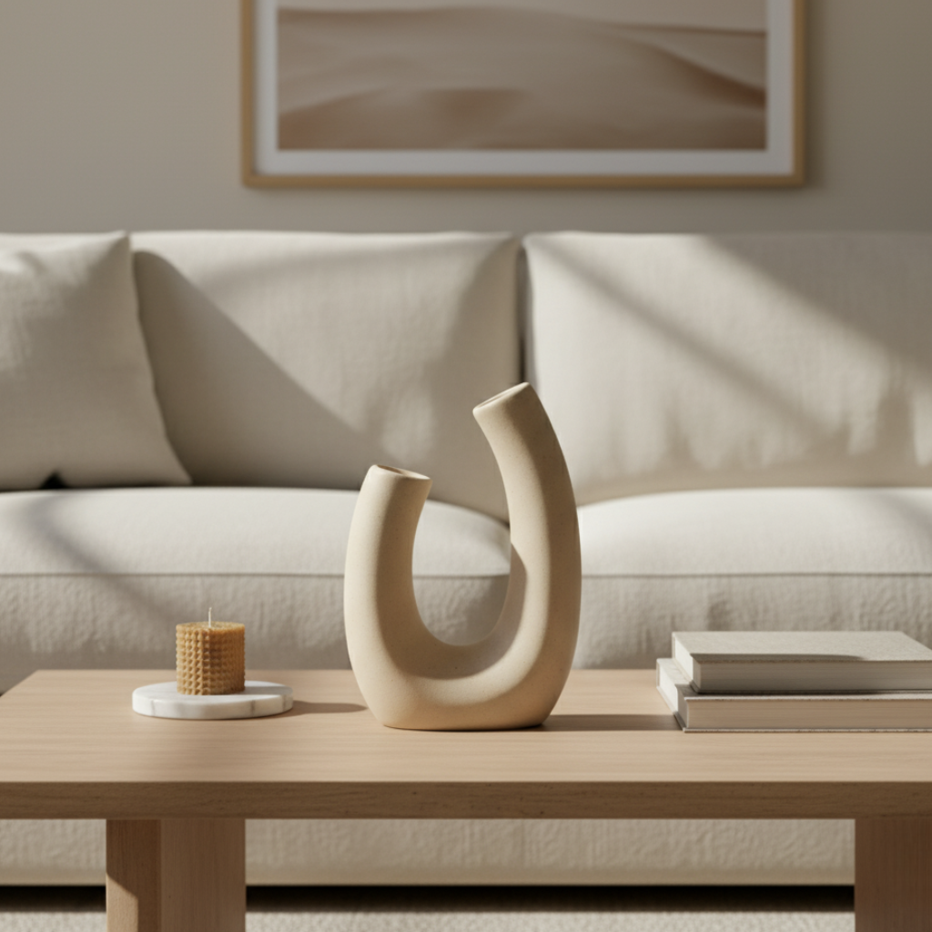 U-Shape Ceramic Decorative Vase for Home and Shelf Styling | Ridorn