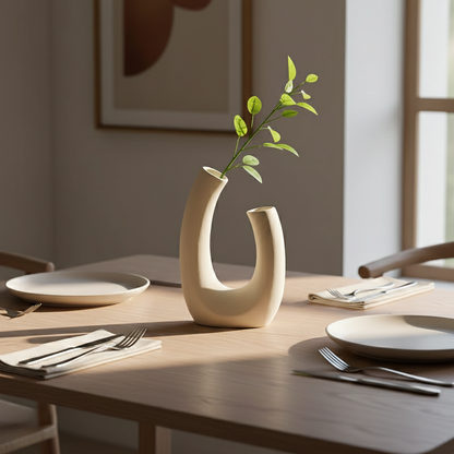 U-Shape Ceramic Decorative Vase for Home and Shelf Styling | Ridorn