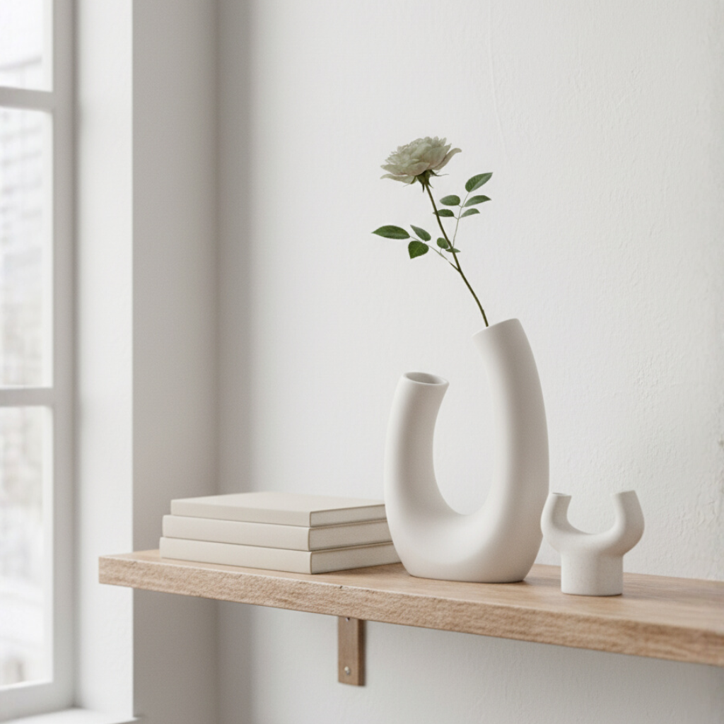 U-Shape Ceramic Decorative Vase for Home and Shelf Styling | Ridorn