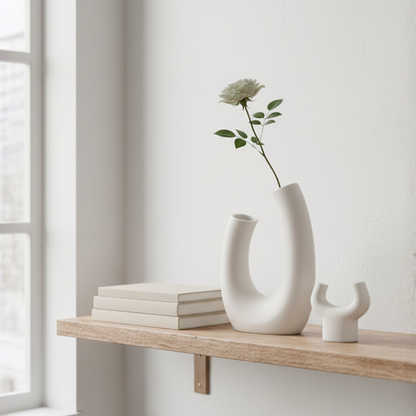 U-Shape Ceramic Decorative Vase for Home and Shelf Styling | Ridorn