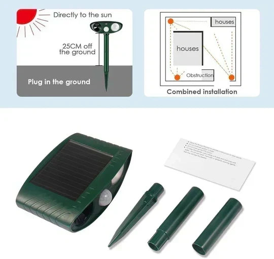 Ultrasonic Deer Repeller 4-Pack, Solar Powered Outdoor Animal Deterrent for Garden-Ridorn