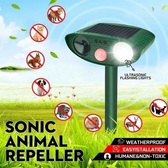 Ultrasonic Deer Repeller 4-Pack, Solar Powered Outdoor Animal Deterrent for Garden-Ridorn