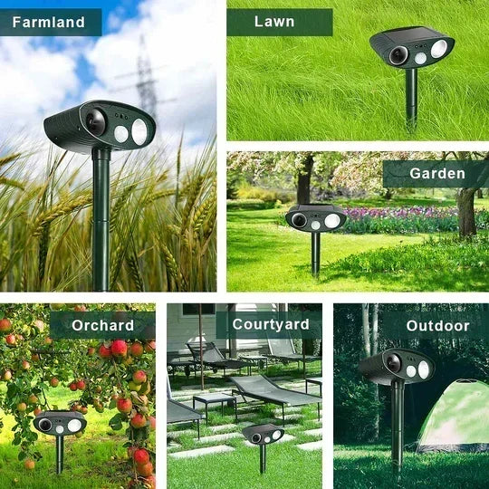 Ultrasonic Deer Repeller 4-Pack, Solar Powered Outdoor Animal Deterrent for Garden-Ridorn
