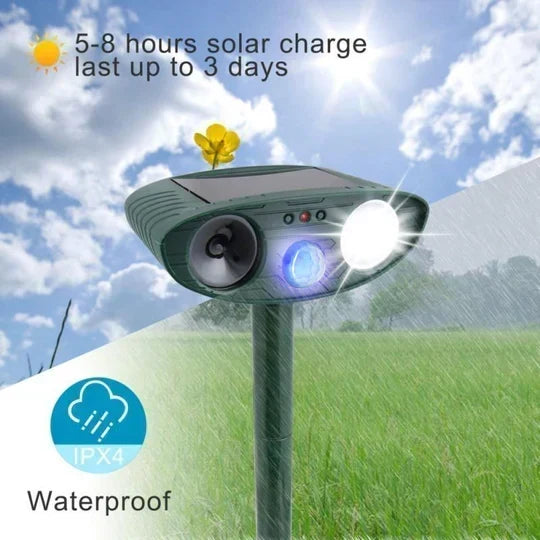 Ultrasonic Deer Repeller 4-Pack, Solar Powered Outdoor Animal Deterrent for Garden-Ridorn