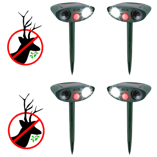 Ultrasonic Deer Repeller 4-Pack, Solar Powered Outdoor Animal Deterrent for Garden-Ridorn