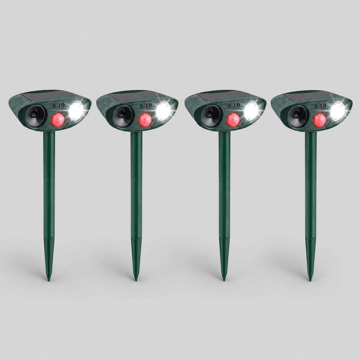Ultrasonic Deer Repeller 4-Pack, Solar Powered Outdoor Animal Deterrent for Garden