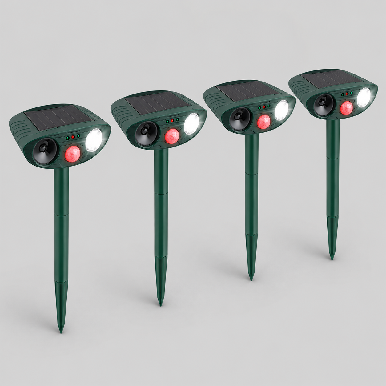 Ultrasonic Deer Repeller 4-Pack, Solar Powered Outdoor Animal Deterrent for Garden