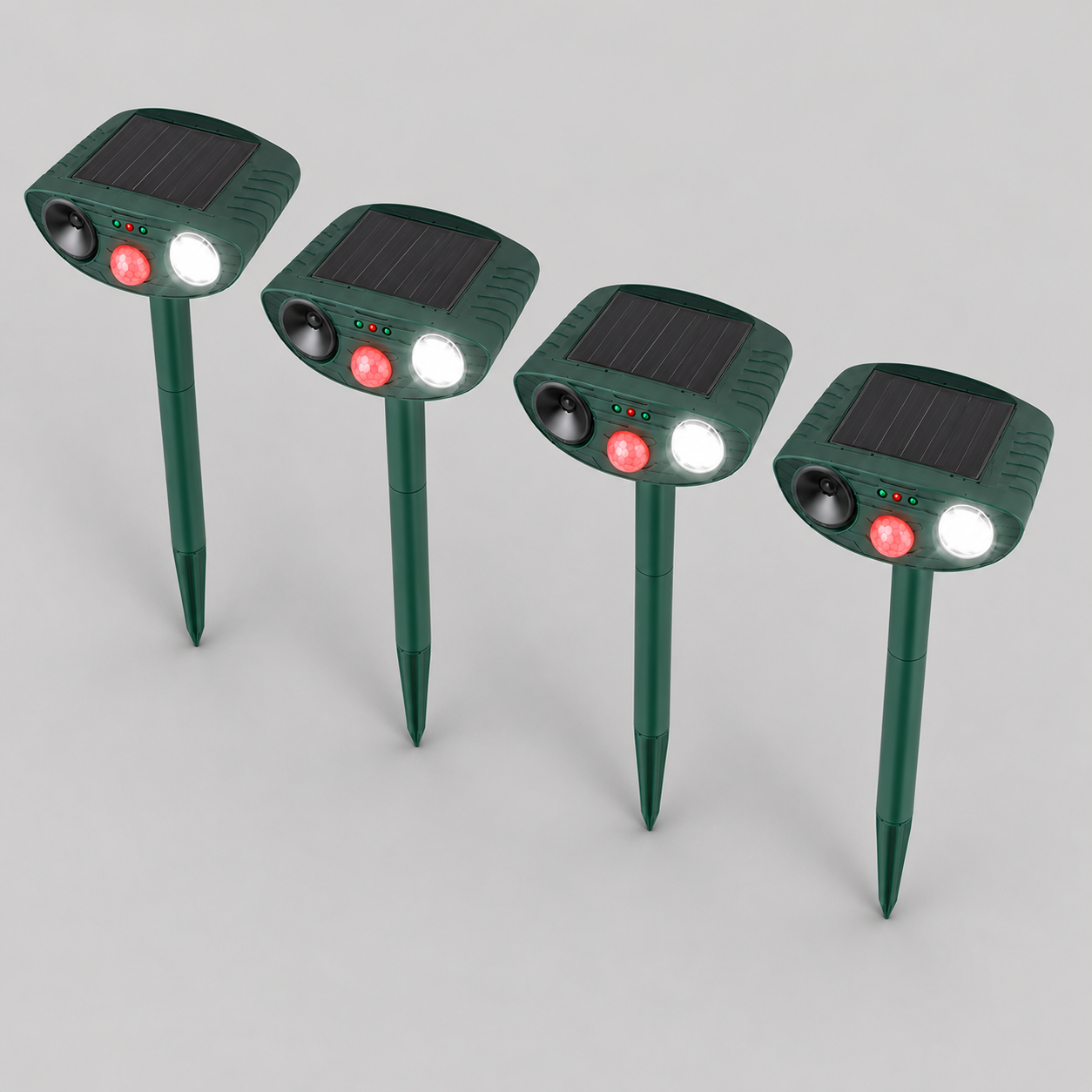 Ultrasonic Deer Repeller 4-Pack, Solar Powered Outdoor Animal Deterrent for Garden