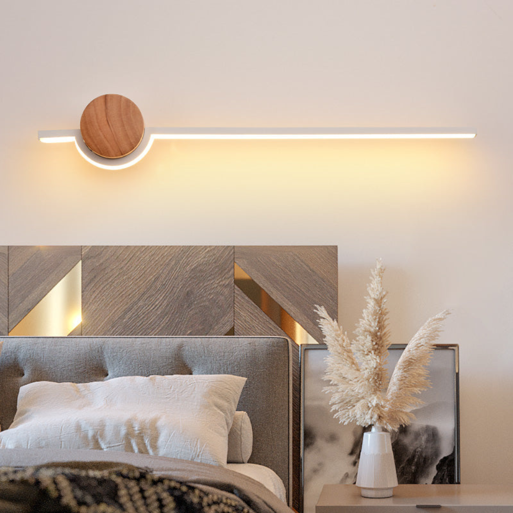 Modern wall lamp LED sleek linear silhouette front view