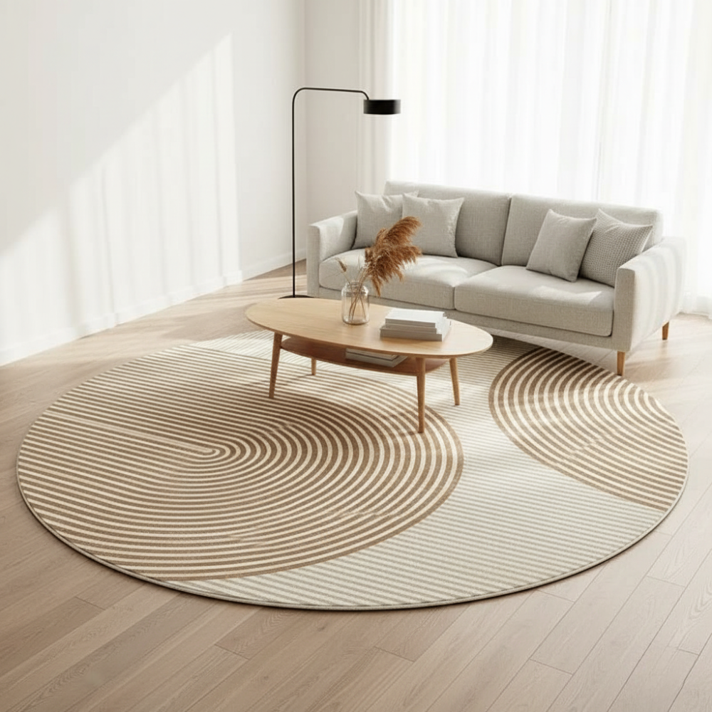 Velmora | Plush Round Japanese-Inspired Washable Area Rug | Ridorn