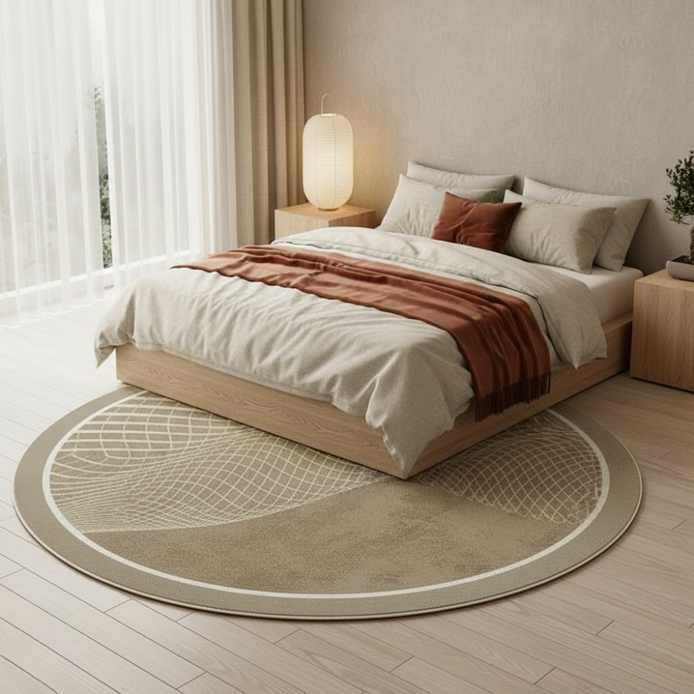 Velmora | Plush Round Japanese-Inspired Washable Area Rug | Ridorn