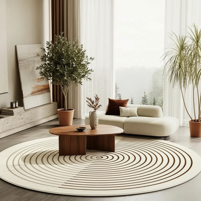Velmora | Plush Round Japanese-Inspired Washable Area Rug | Ridorn