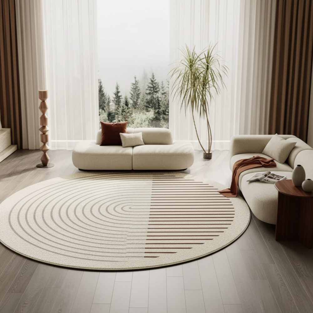 Velmora | Plush Round Japanese-Inspired Washable Area Rug | Ridorn