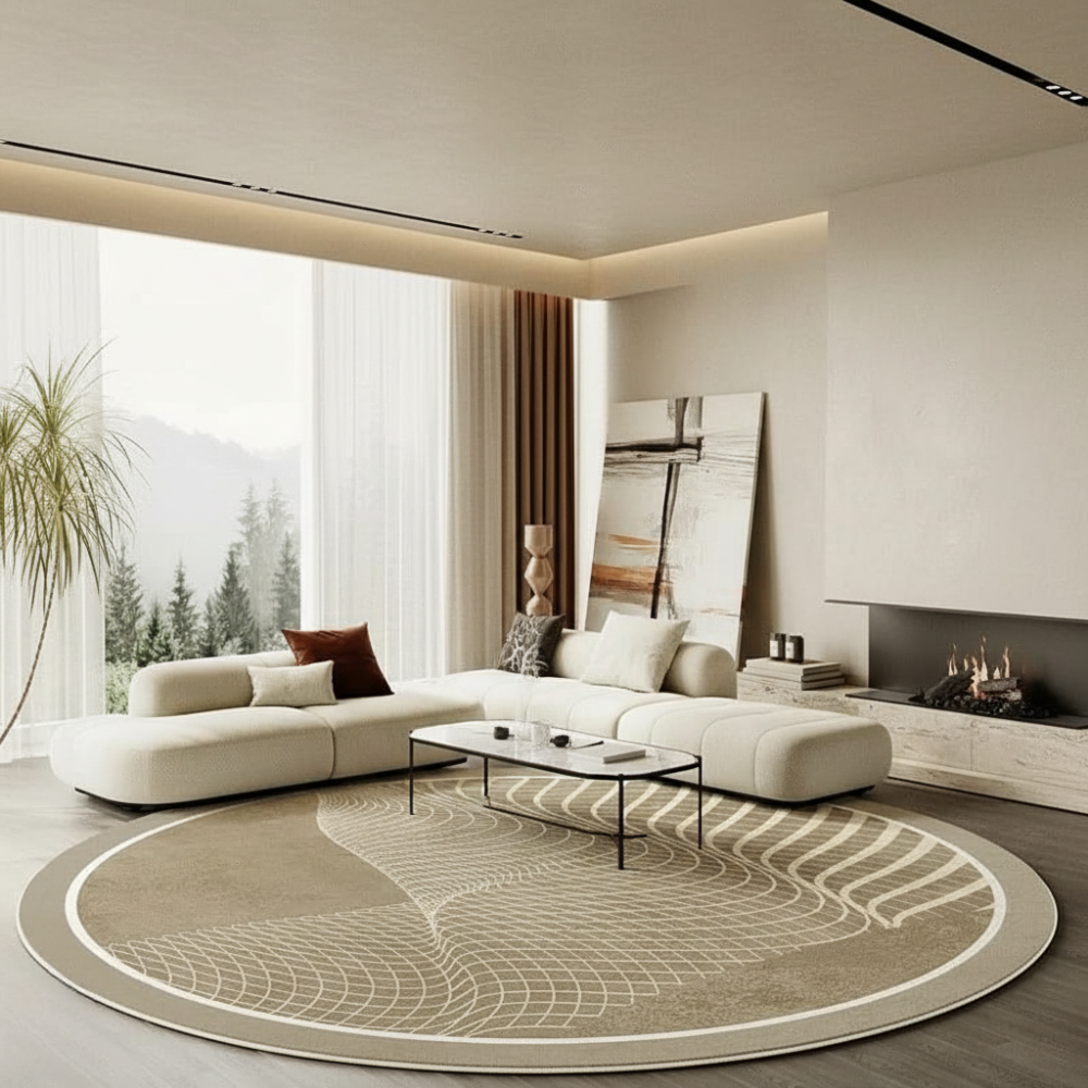 Velmora | Plush Round Japanese-Inspired Washable Area Rug | Ridorn