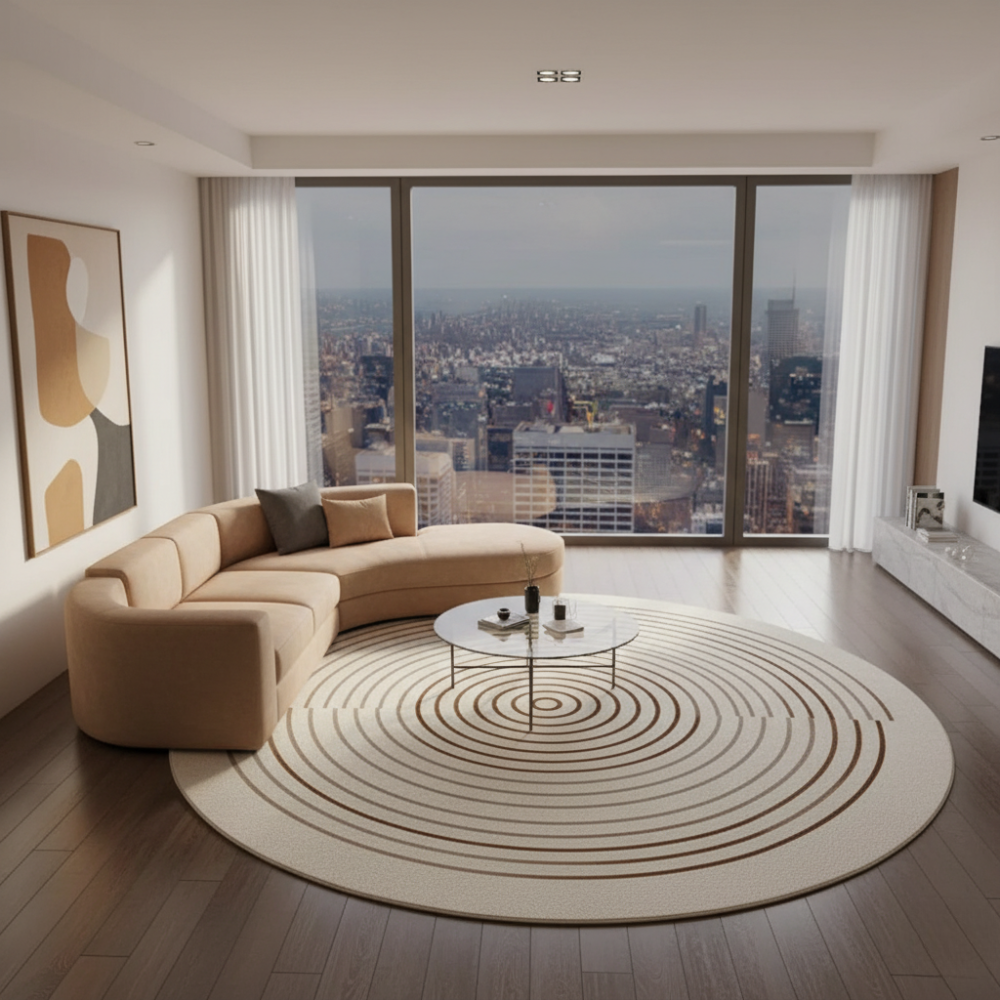 Velmora | Plush Round Japanese-Inspired Washable Area Rug | Ridorn