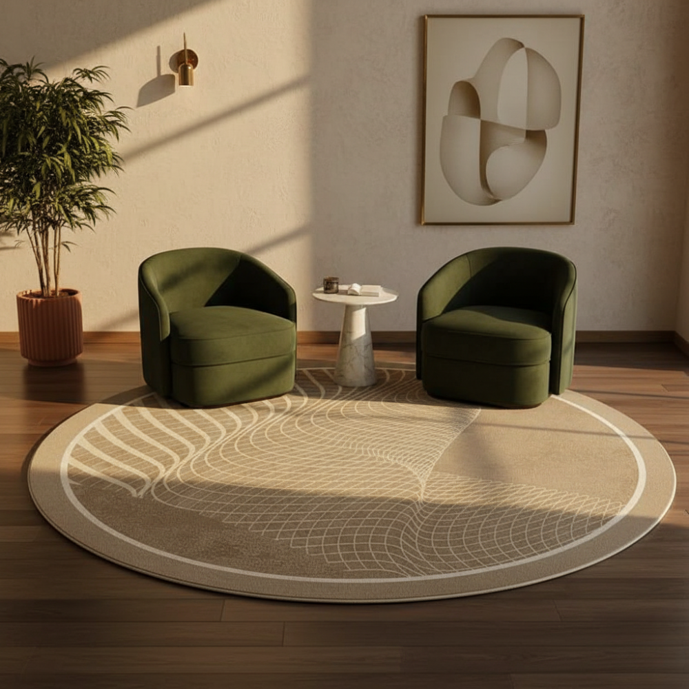 Velmora | Plush Round Japanese-Inspired Washable Area Rug | Ridorn