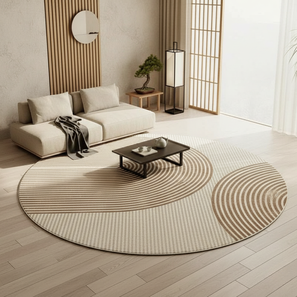 Velmora | Plush Round Japanese-Inspired Washable Area Rug | Ridorn