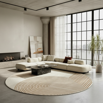 Velmora | Plush Round Japanese-Inspired Washable Area Rug | Ridorn